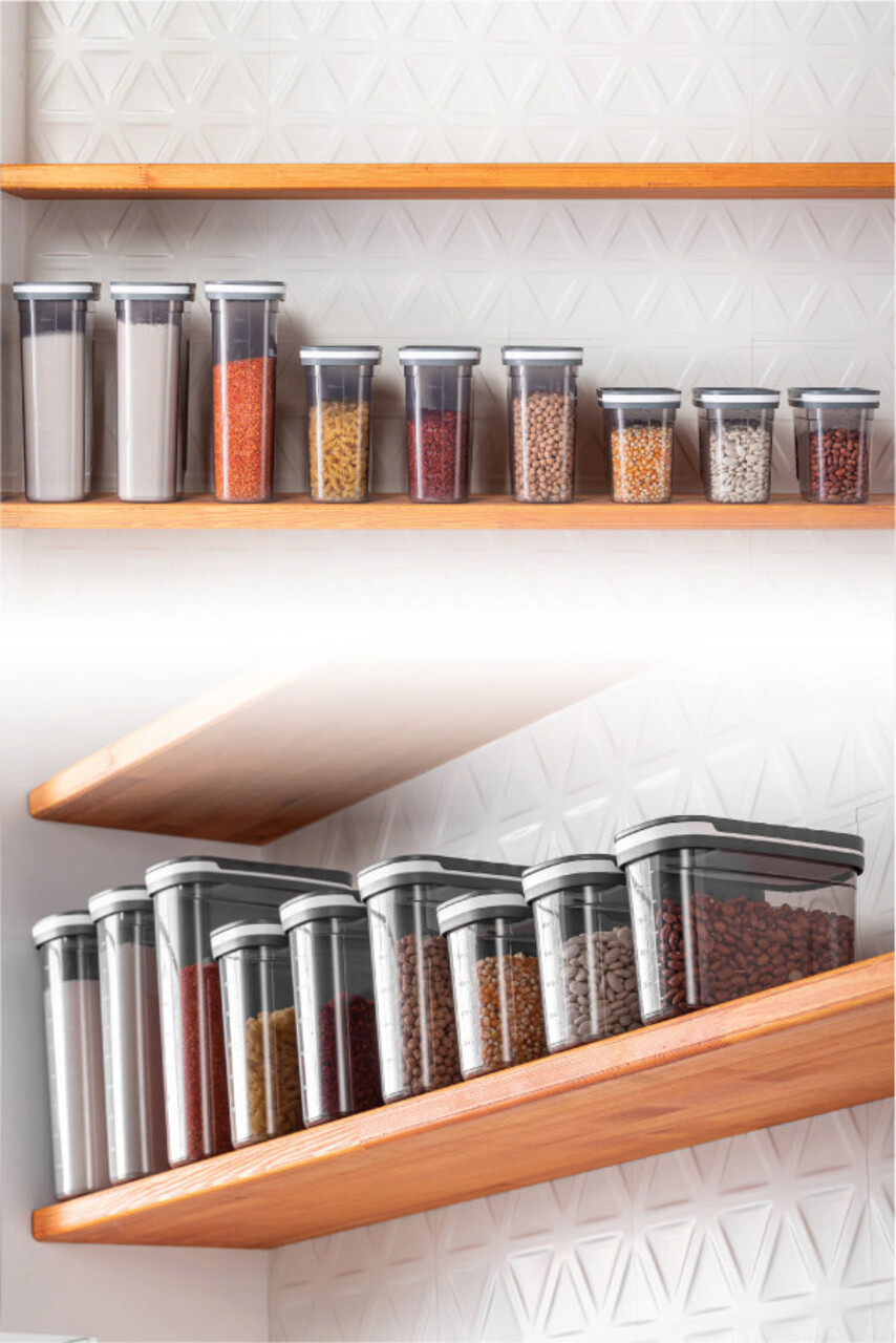 Set recipiente depozitare, Hermia, 964FRM1118, Dimensiune: 9,5 x 19,5 x 18 cm / 1800 ml (3 bucăți), Antracit - imagine 4